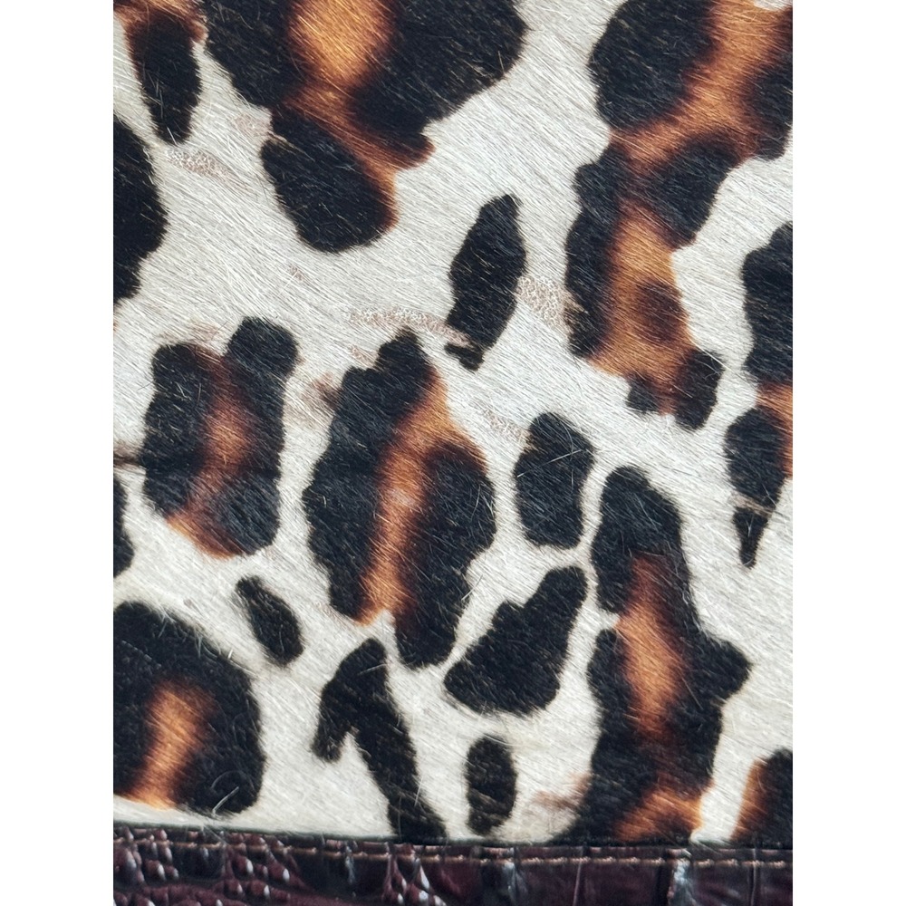 Brahmin Leopard Print Fur Crocodile Embossed Leather Crossbody Bag - Picture 10 of 10